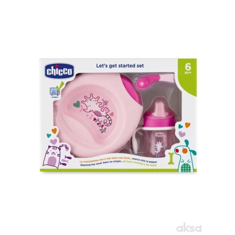 Chicco poklon set 6m+, pribor, roze
