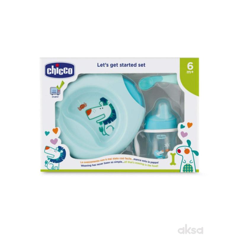Chicco poklon set 6m+, pribor, plavi