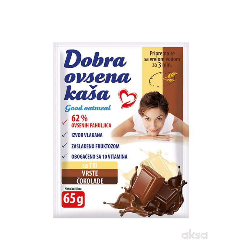 Dobra zobena ovsena kaša 3 vrste čokolade 65g 