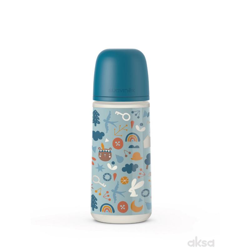 Suavinex flašica brzi protok, 360ml, plava,6m+