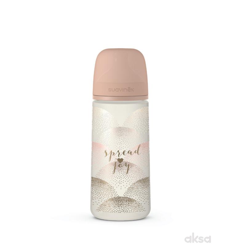 Suavinex flašica brzi protok, 360ml, bež, 6m+