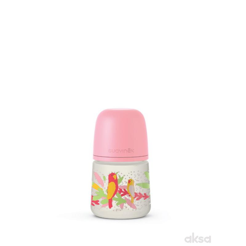 Suavinex flašica spori protok 150ml, roze, 0m+
