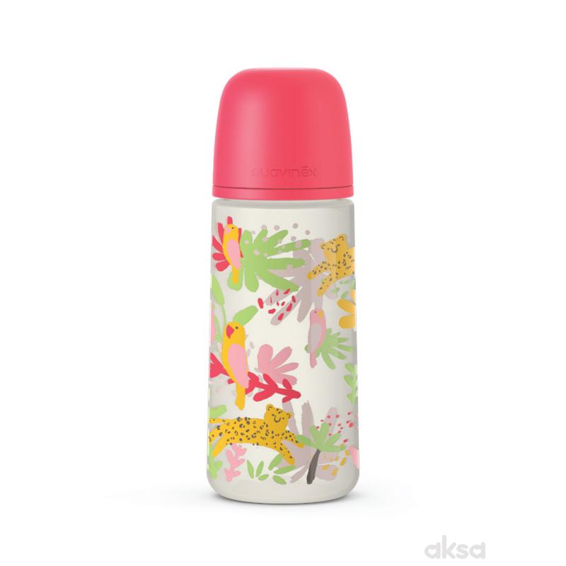 Suavinex flašica brzi protok, 360ml, roze,6m+