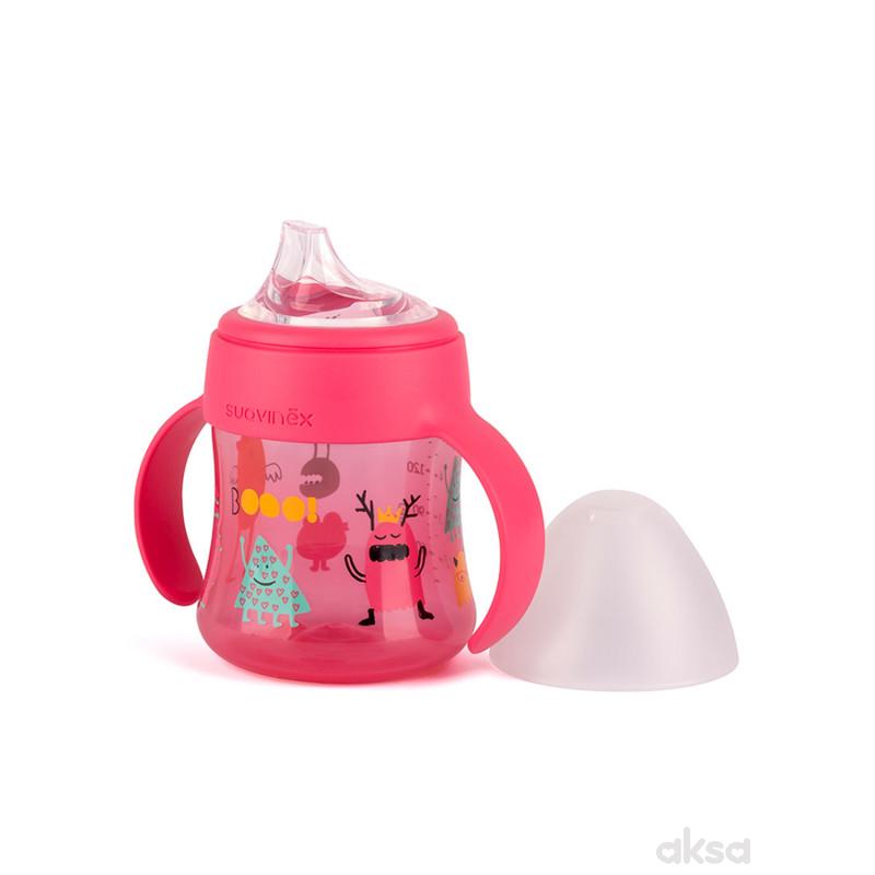 Suavinex flašica sa sil. piskom 150 ml,roze, 4m+