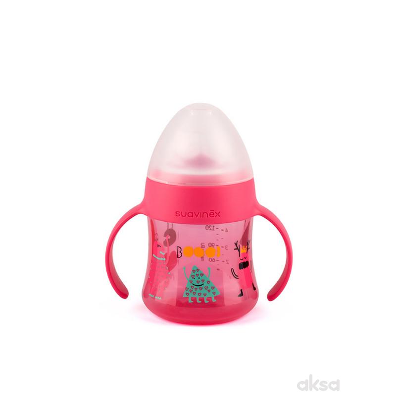 Suavinex flašica sa sil. piskom 150 ml,roze, 4m+