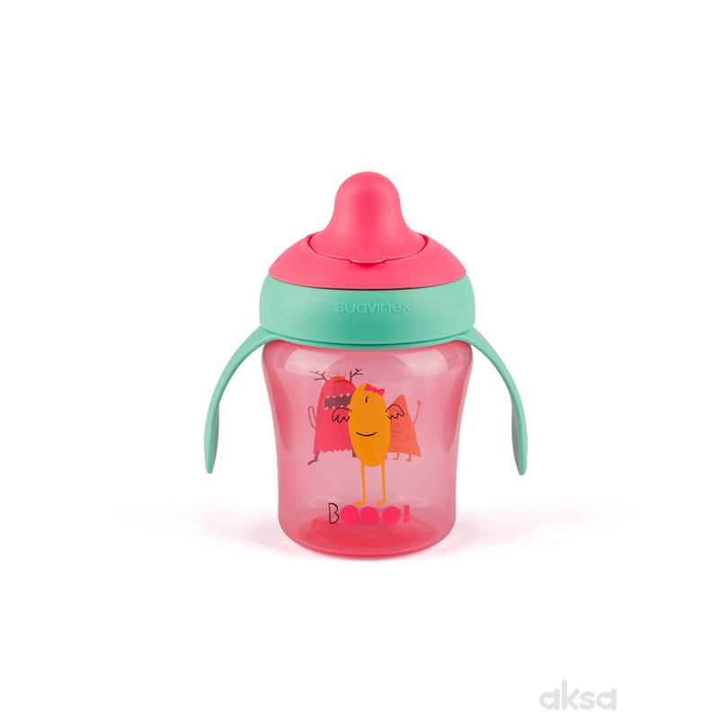 Suavinex šolja sa tvrdim piskom 200 ml, roze , 6m+