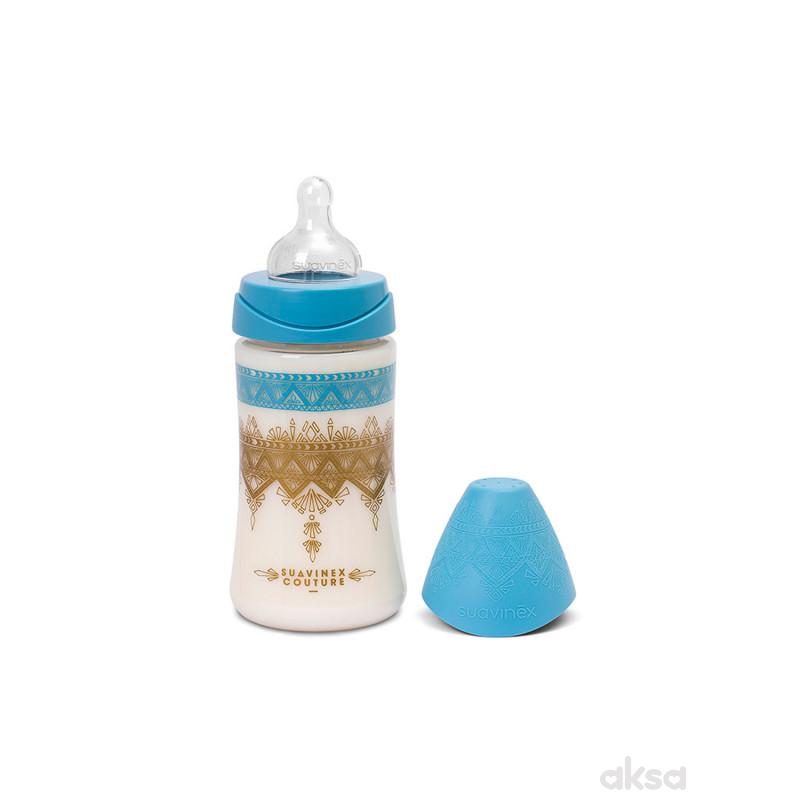 Suavinex flašica 3 protoka 270ml, plava , 0m+