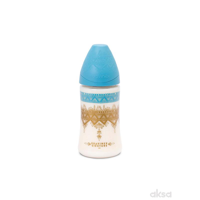 Suavinex flašica 3 protoka 270ml, plava , 0m+