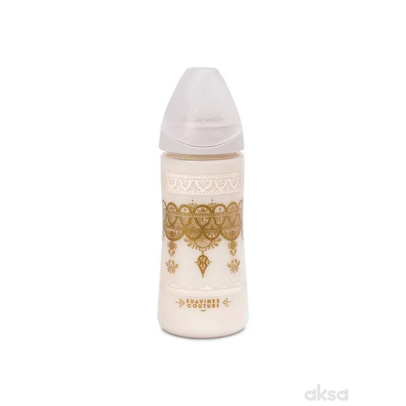 Suavinex flašica brzi protok 360ml, siva, 4m+
