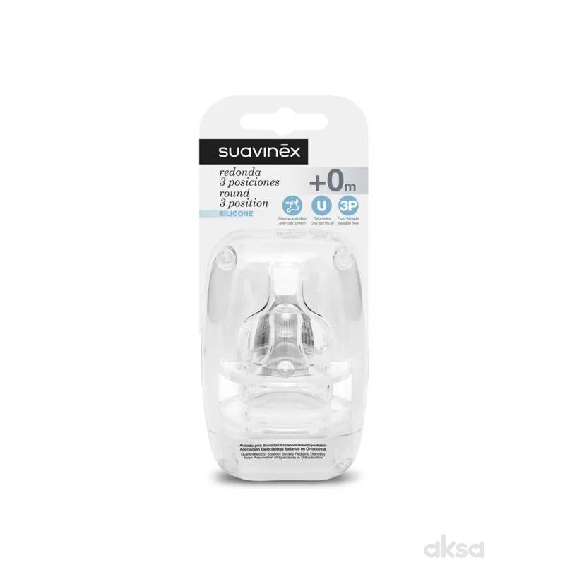 Suavinex cucla okrugla 3P silikon, 2 kom, 0m+