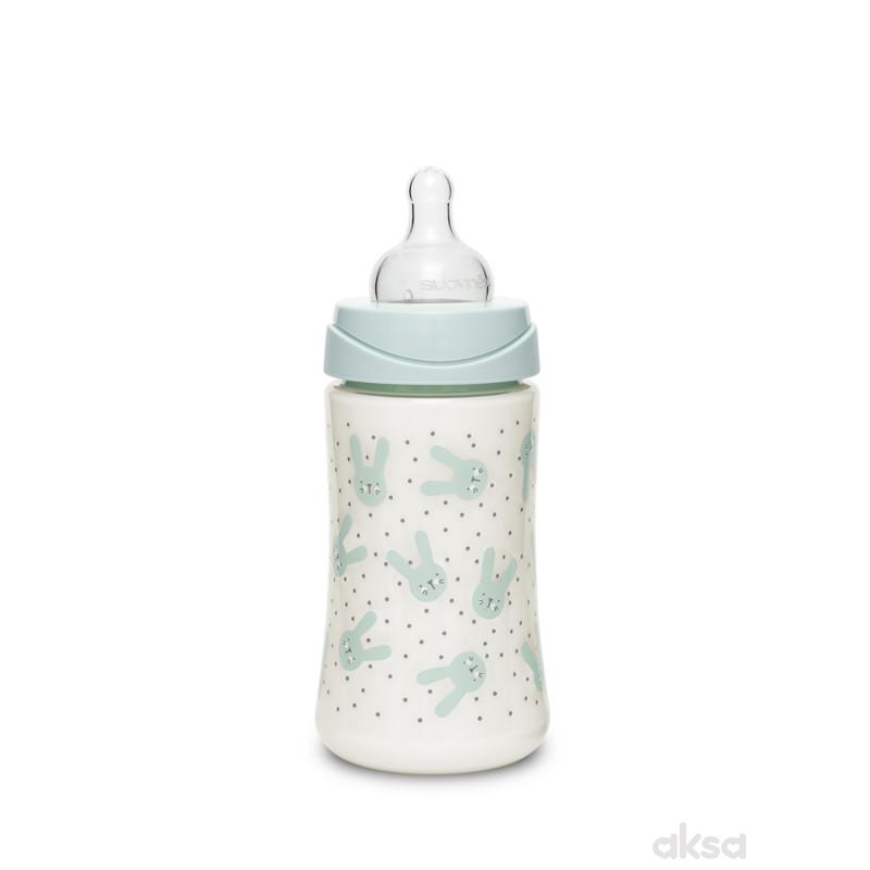 Suavinex flašica stakl 3 protoka 270ml zelena 0m+