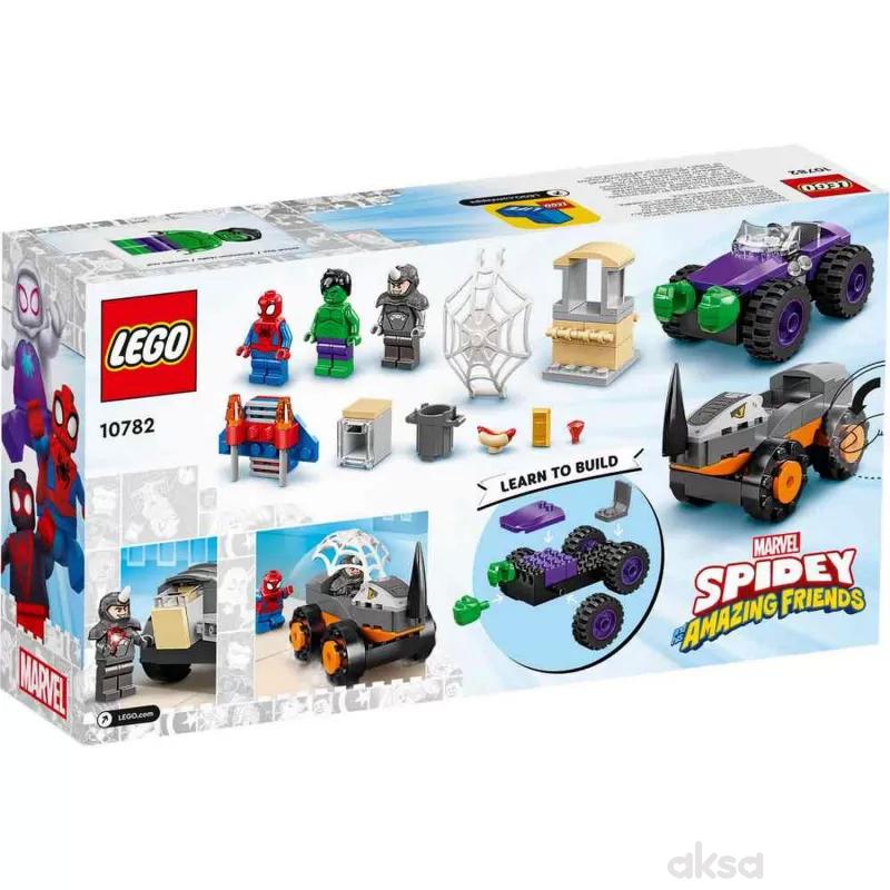Lego Spidey hulk vs. rhino truck showdown