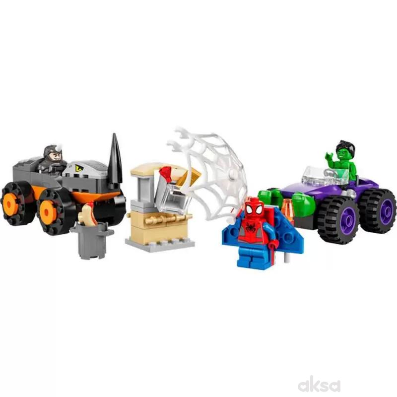 Lego Spidey hulk vs. rhino truck showdown