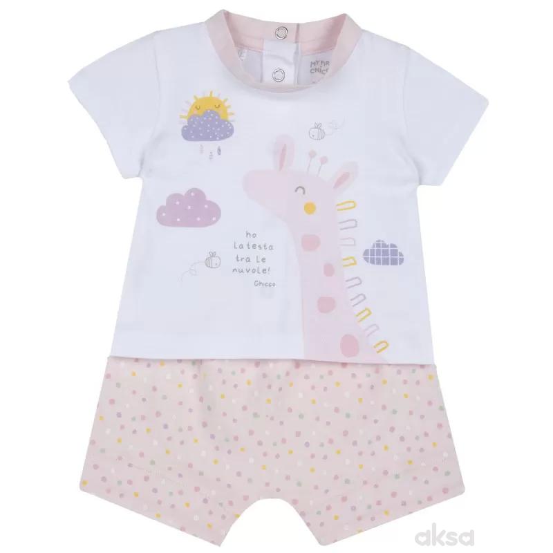 Chicco komplet 2/1 (majica kr, šorts), devojčice