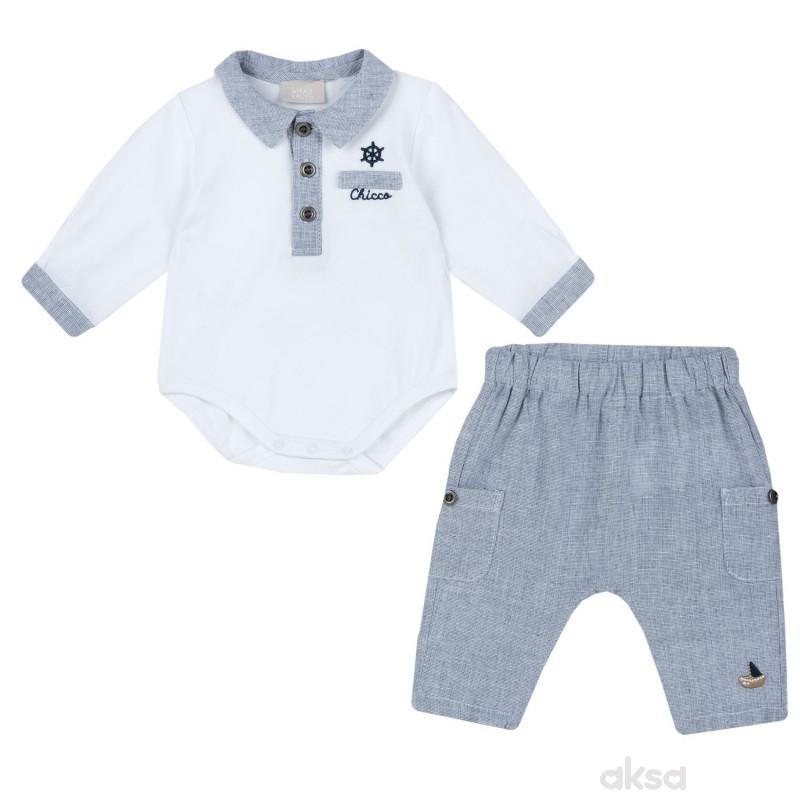 Chicco komplet 2/1 (bodi dr, pantalone), dečaci