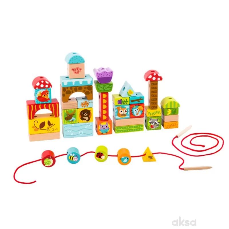 Tooky toy šareni drveni blokovi - šumske životinje