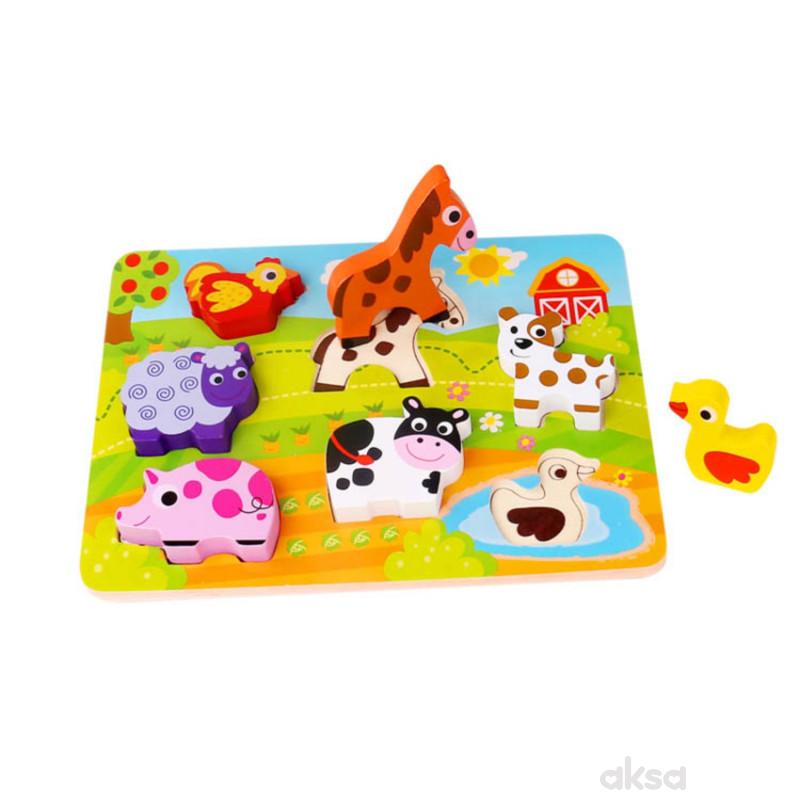 Tooky toy drvena puzzla umetaljka - farma 