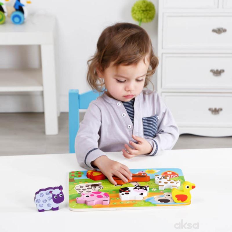 Tooky toy drvena puzzla umetaljka - farma 