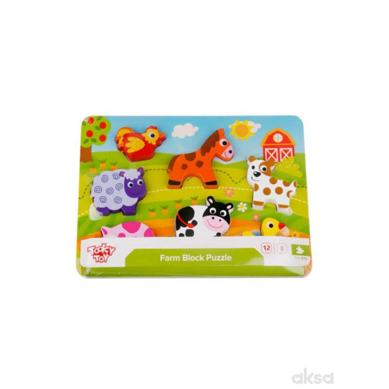 Tooky toy drvena puzzla umetaljka - farma 