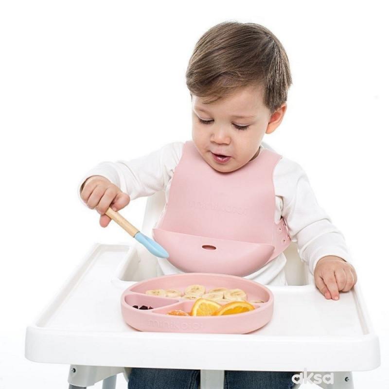 Minikoioi silikonski tanjir Portions pink