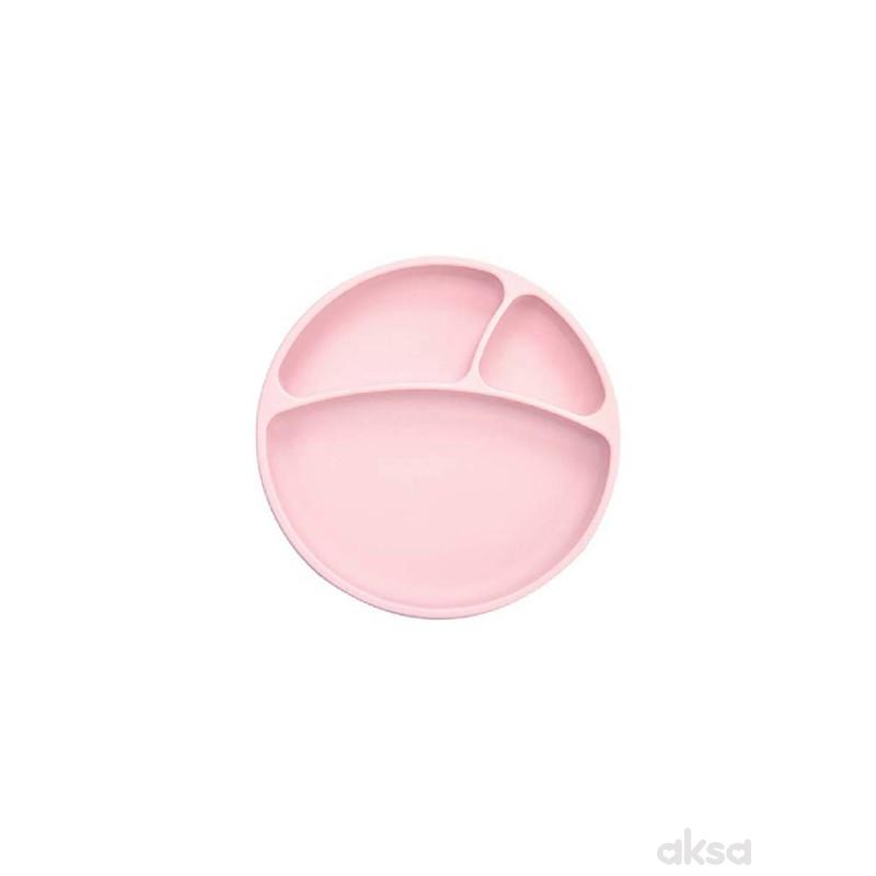 Minikoioi silikonski tanjir Portions pink