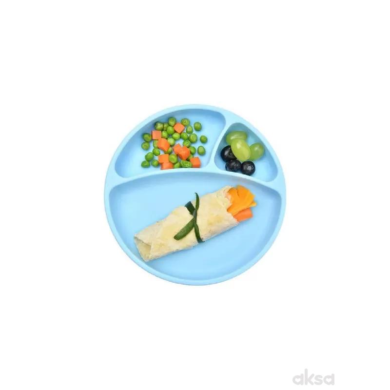 Minikoioi silikonski tanjir Portions plavi