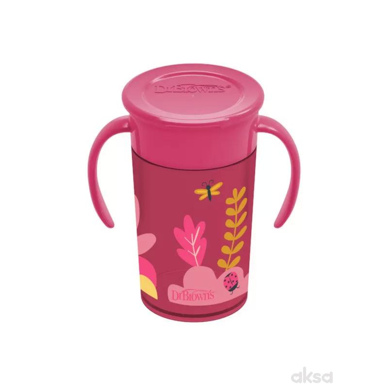 Dr.Browns no spill šolja sa ručkom360, 300ml roze
