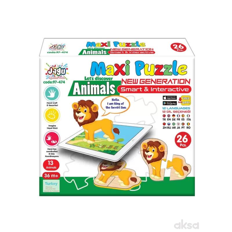 Maxi puzzle 26el. - životinje sa aplikacijom 