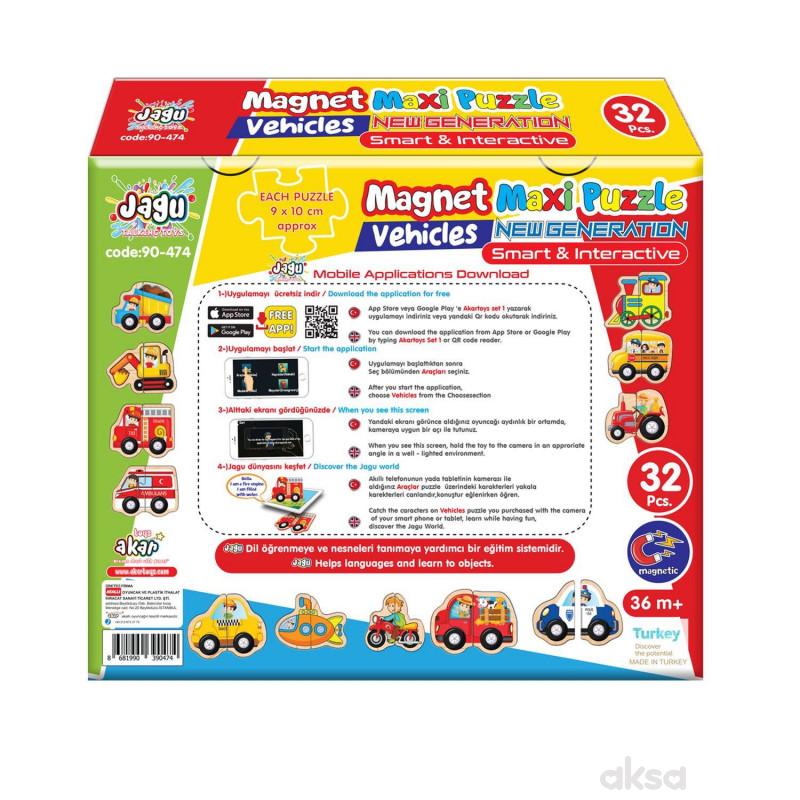 Magnetne puzzle puzzle 32el. - vozila