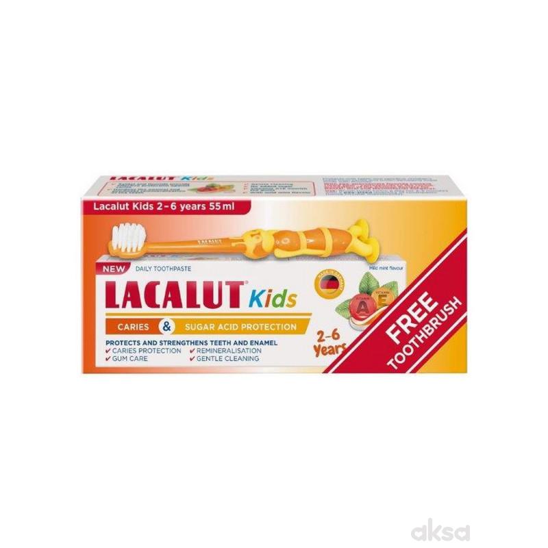 Lacalut deč.pasta za zube 2-6god 55ml+grat.četkica