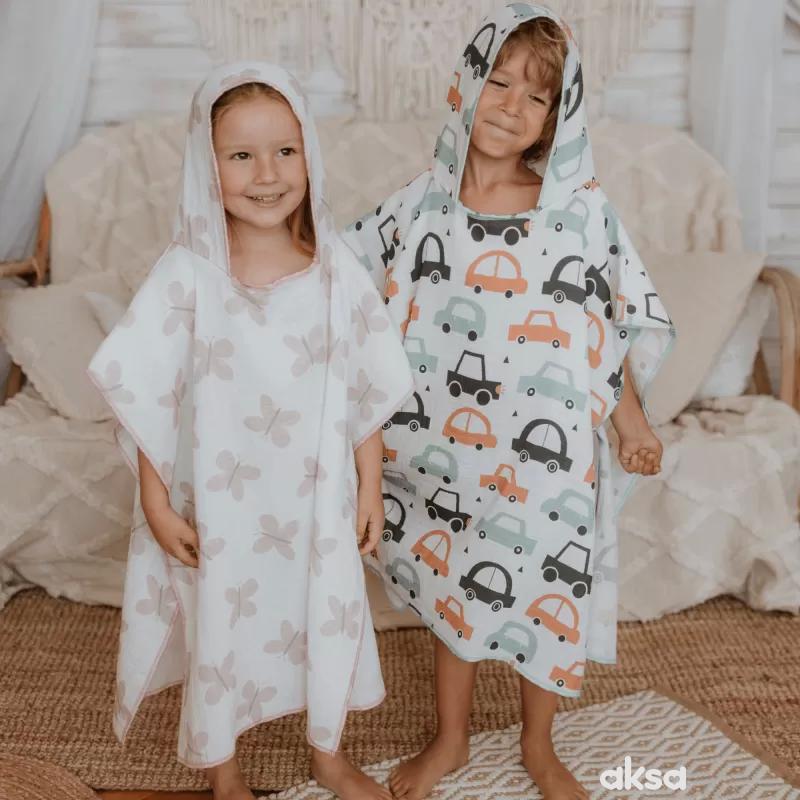 Baby Textil pončo od muslina Leptirići