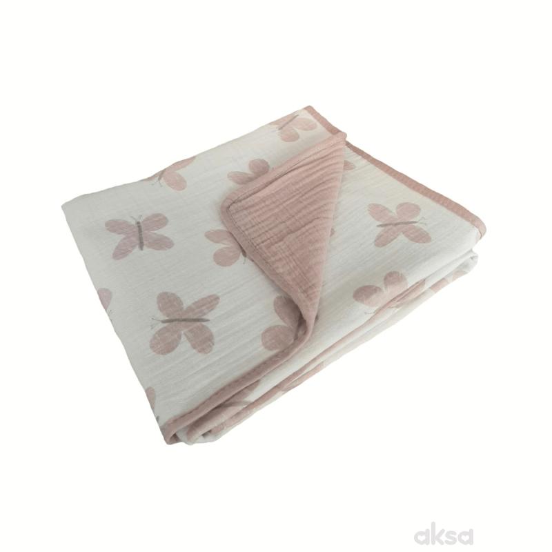 Baby Textil prekrivač od muslina Leptirići, 85x100 