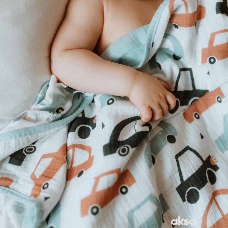 Baby Textil prekrivač od muslina Autići, 85x100cm 