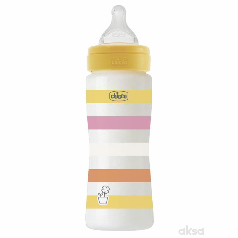 Chicco WB plastična flašica 330ml,silikon,žuta 