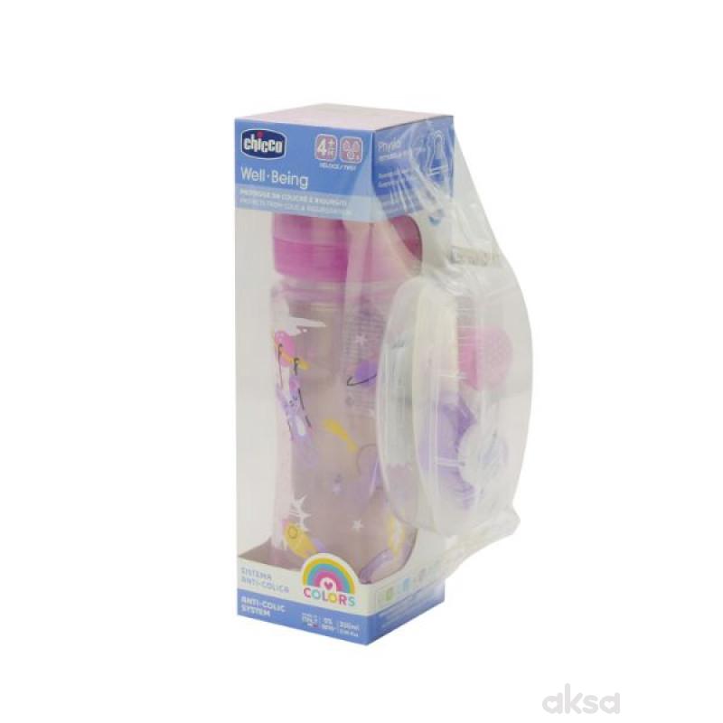 Chicco set WB flašica 330ml+Light laža,roze