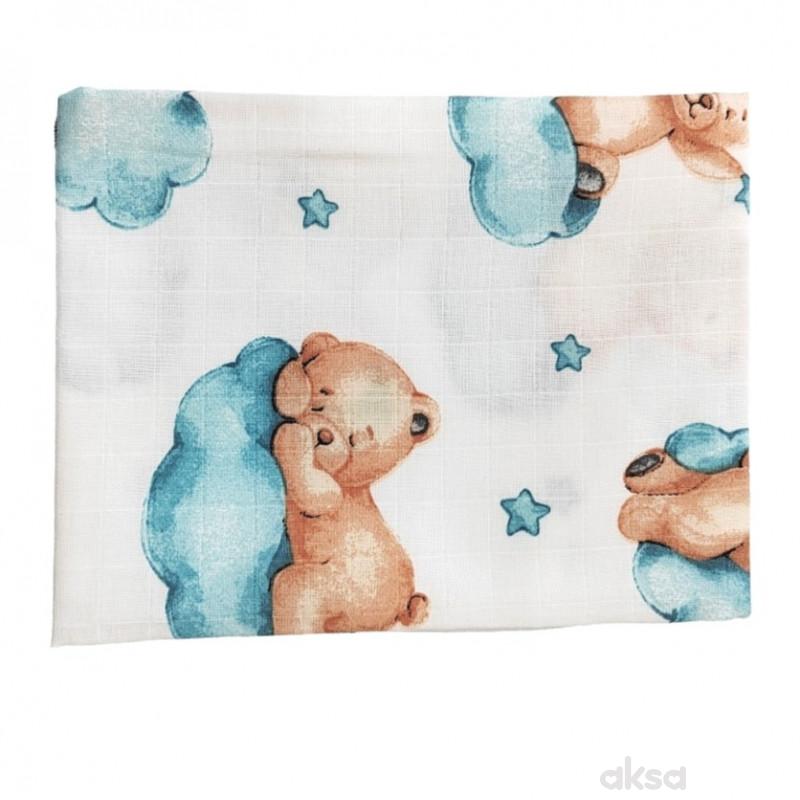 Lillo&Pippo muslin pelena 75x75cm,Meda oblak plavi 