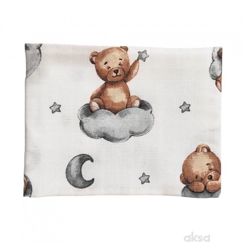 Lillo&Pippo muslin pelena 75x75cm, Meda oblak sivi