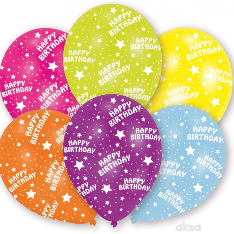 Marina Co Happy Bday latex baloni 27,5cm pak. 1/6 