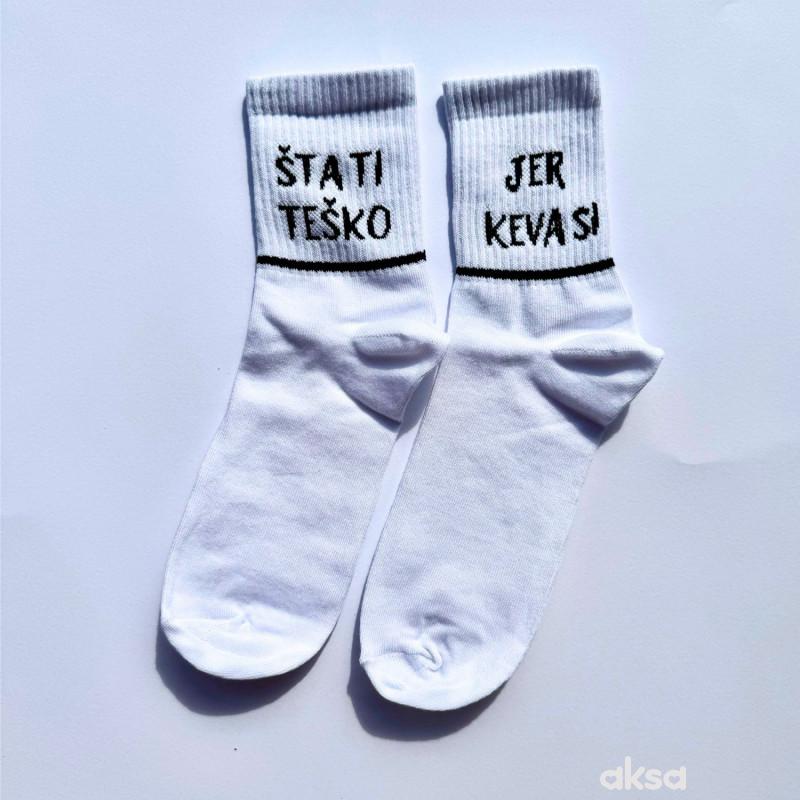 Keva si čarape sa bedžom bele, 37-41