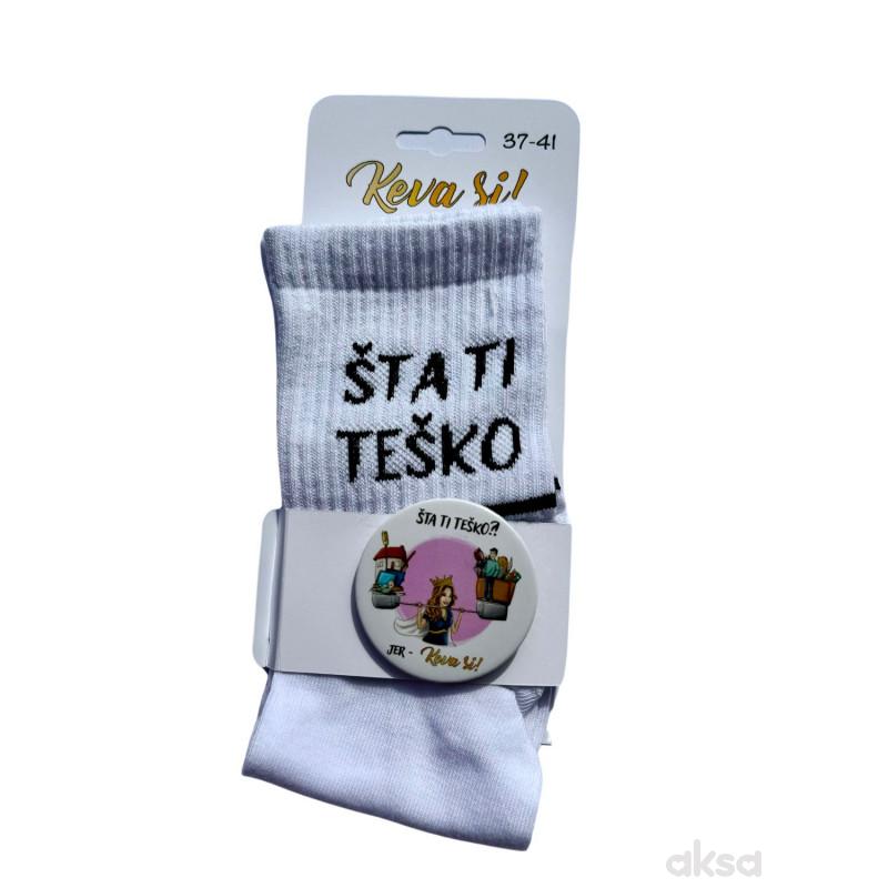 Keva si čarape sa bedžom bele, 37-41
