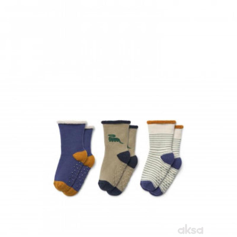 Liewood baby sokne 3 pcs Eloy, Dino/Mist mix