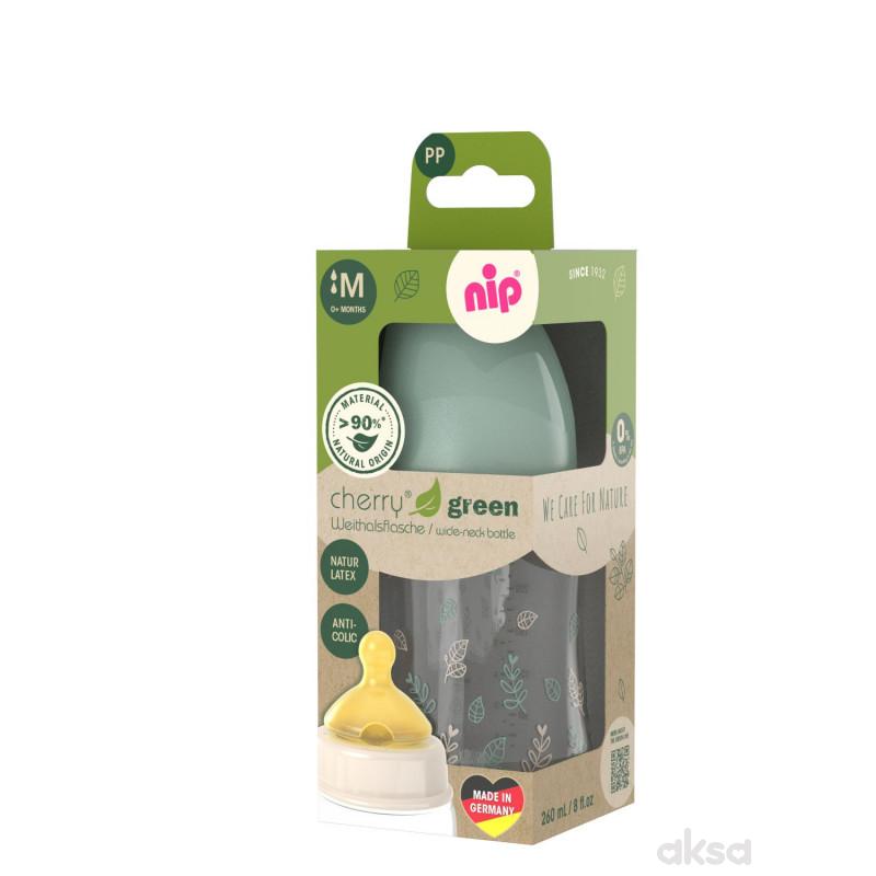 Nip Green PP flašica zelena 260ml 0m+,M protok 