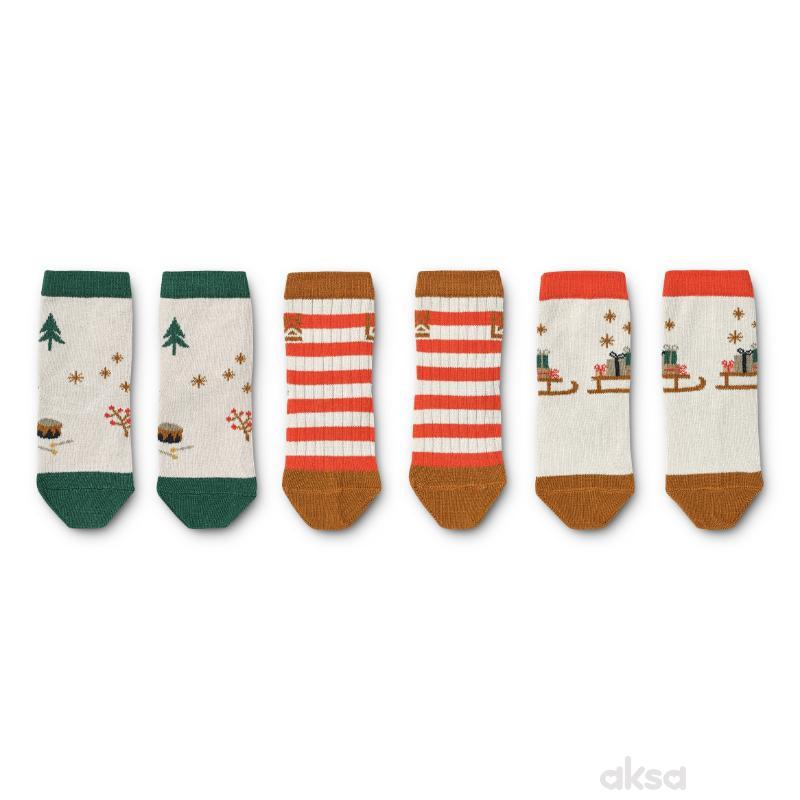 Liewood Silas sokne 3pcs,Holiday / Sandy mix