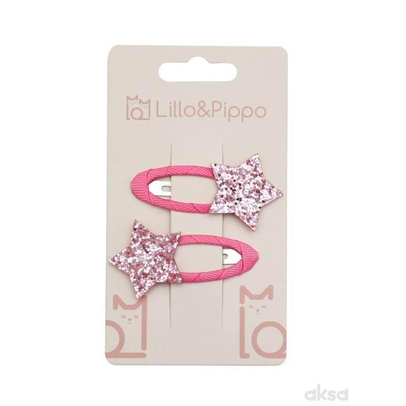 Lillo&Pippo šnalice za kosu zvezdice pink