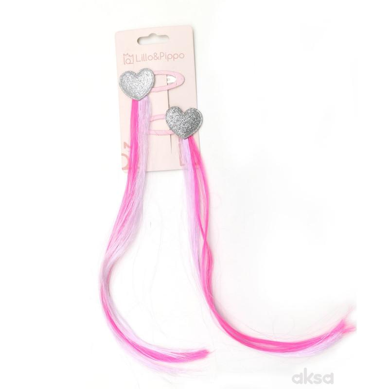 Lillo&Pippo šnalica za kosu pramen pink-ljubičasti