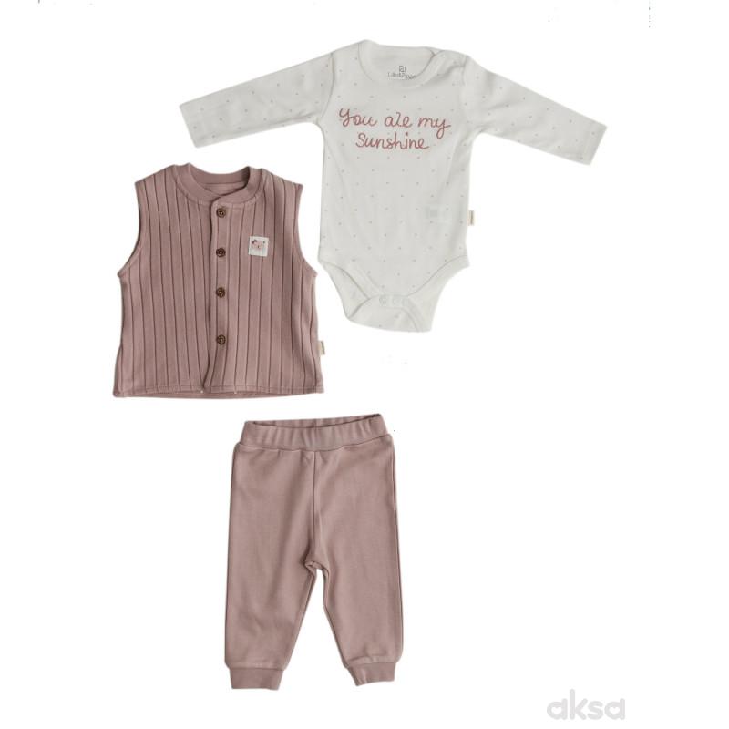 Lillo&Pippo set (bodi,pantalone,prsluk), devojčice 