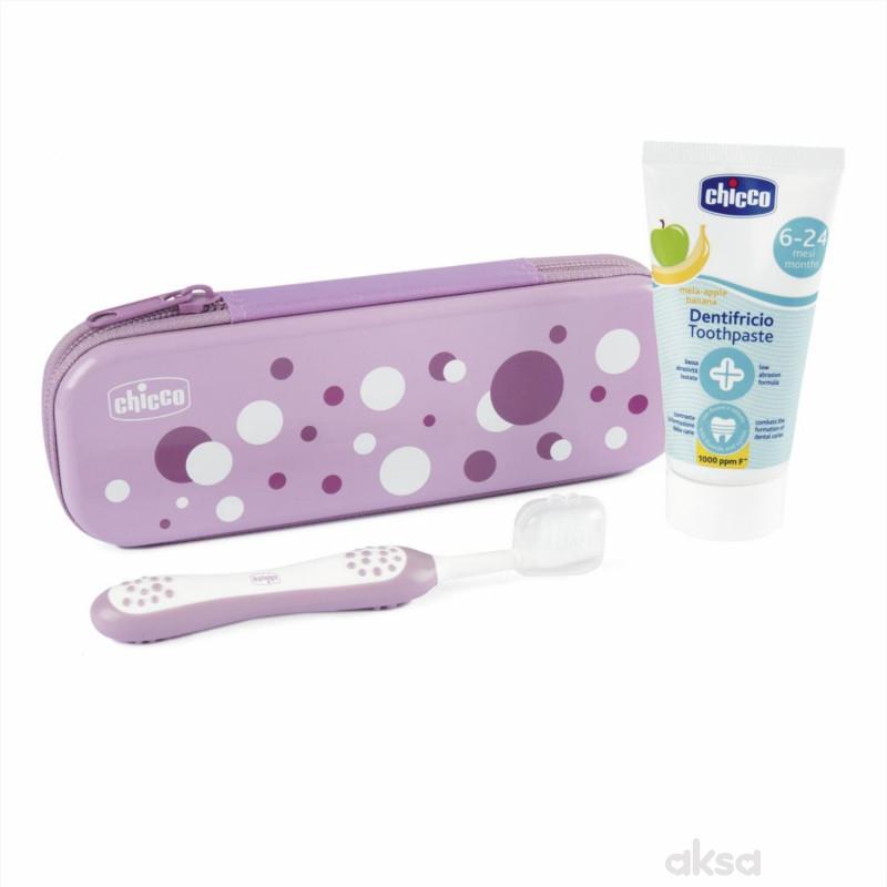 Chicco set za pranje zuba 6m+,roze