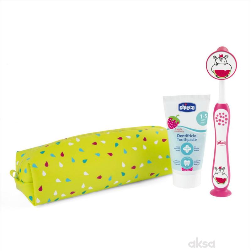 Chicco set za pranje zuba 36m+,hippo
