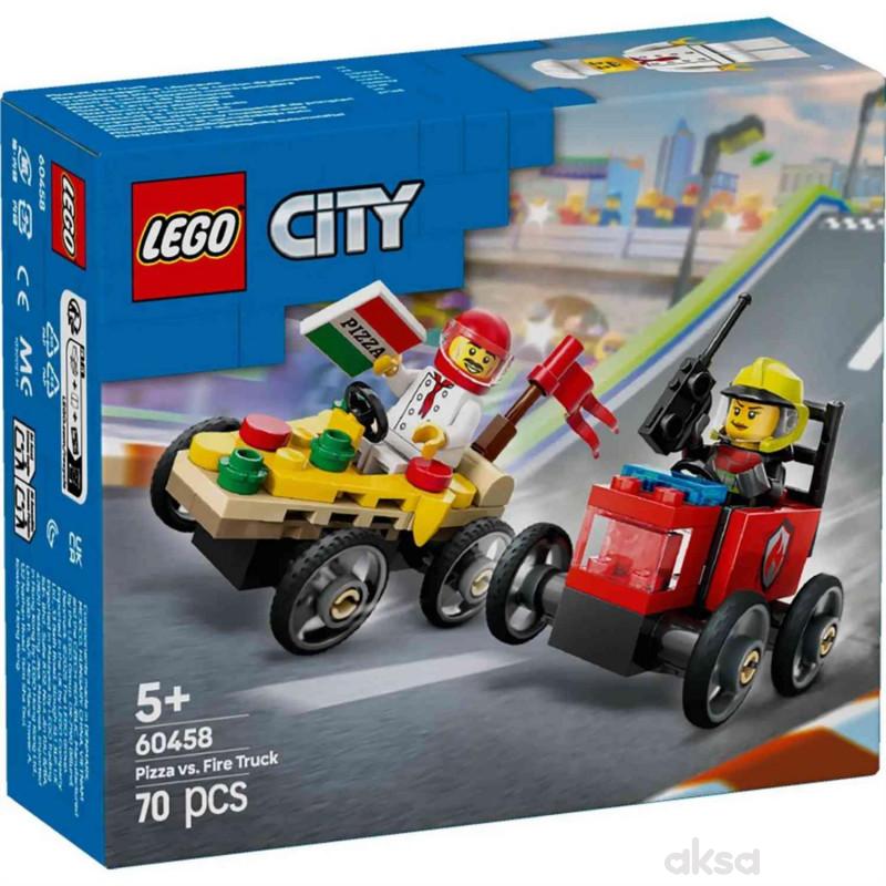Lego city pizza vs fire truck race car pack
