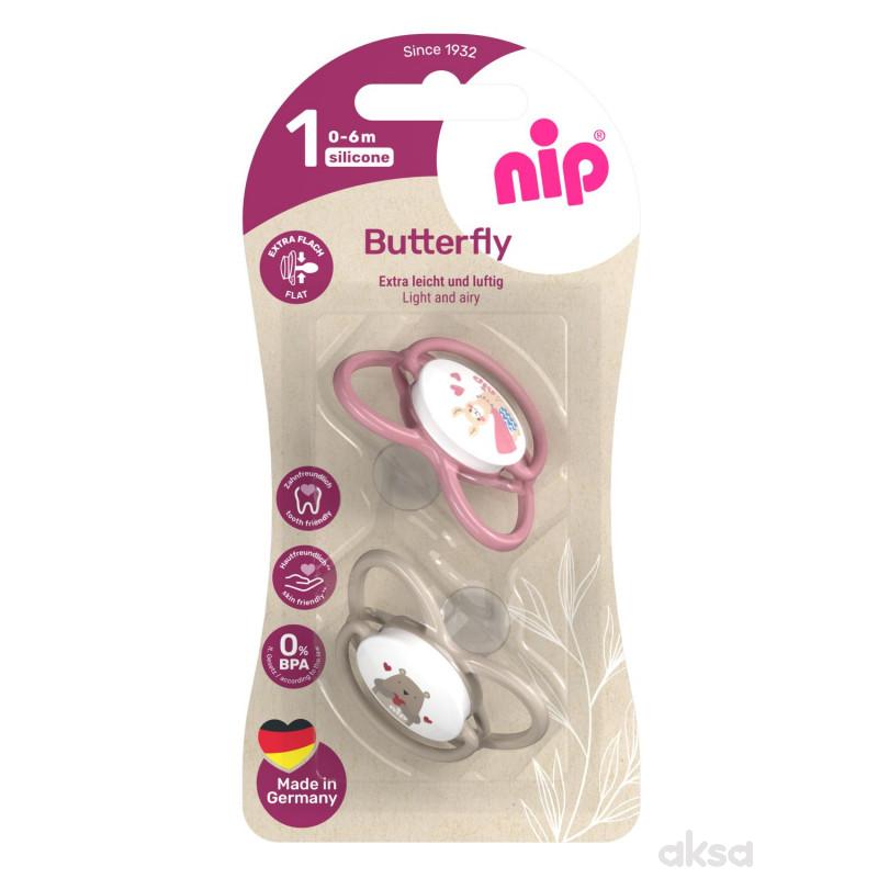Nip Butterfly laža, silikon, mix boja, 0-6m